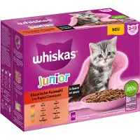 Whiskas Megapakke Junior 48 x 85 g Porsjonsposer - Klassisk utvalg i saus (48x85g)