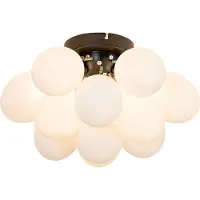QAZQA Art Deco taklampe svart med opalglass 3-lys - Uvas