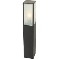 QAZQA Stående utendørslampe sort med ribbet glass 80 cm IP44 - Charlois