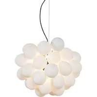 QAZQA Art Deco Hengelampe Svart med Opalglass 8-Lys Rund - Uvas