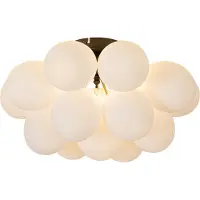 QAZQA Art Deco taklampe sort med opalglass 4-lys - Uvas