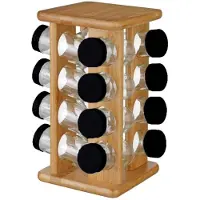 Five krydderibeholder-sett i bambus – 17 deler