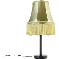 QAZQA Klassisk bordlampe svart med mormorskjole grønn 30 cm - Simplo