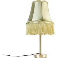 QAZQA Klassisk bordlampe messing med Granny-skjerm grønn 30 cm - Simplo