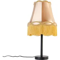 QAZQA Klassisk bordlampe sort med lampeskjerm i gull 30 cm - Simplo