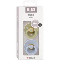 BIBS Colour Smokker - 2-pack - Str. 1 - Rund - Khaki/Dusty Blue - - 0-6 md - Smokk