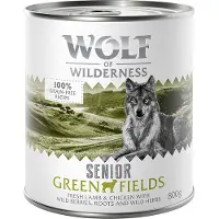 Wolf of Wilderness Senior - 6/12 x 800 g - Green Fields - Lam & Kylling 6 x 800 g