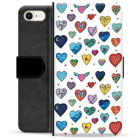 Mtp Products iPhone 7/8/SE (2020)/SE (2022) Premium Lommebok-deksel - Hjerter