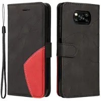 Mtp Products Bi-Color Series Xiaomi Poco X3 Pro/X3 NFC Lommebok-deksel - Svart