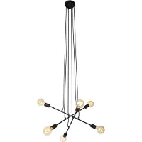 QAZQA Moderne pendellampe sort 80 cm 6-lys - Sydney