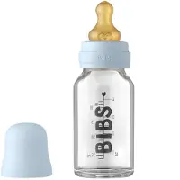 BIBS Babyflaske - Glass - 110 ml - Naturgummi - Baby Blue - - OneSize - Babyflaske