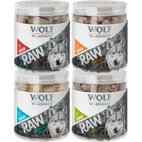 Wolf of Wilderness Økonomipakke RAW - Frysetørkede premiumsnacks - Mix: kyllinghjerter, storfelever, lammelunge, andehals (300 g)