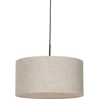 QAZQA Rustikk pendellampe svart med beige skjerm 50 cm - Combi 1
