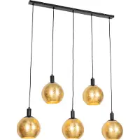 QAZQA Design pendellampe sort med gullglass 5-lys - Bert