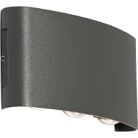 QAZQA Utendørs vegglampe mørk grå inkl. LED 6-lys IP54 - Silly