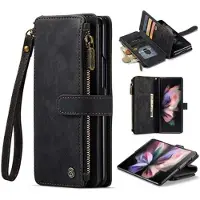 CASEME C30 Multifunksjonell Samsung Galaxy Z Fold4 Lommebok-deksel - Svart