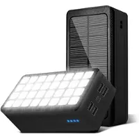 Mtp Products Psooo PS-900 Solcelle Powerbank med LED-Lys - 50000mAh - Svart