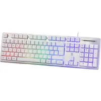 Deltaco Gaming-tastatur med RGB-belysning og nordisk layout - hvit