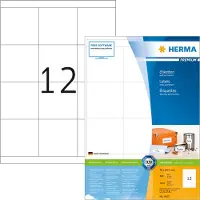 Herma Premium - Papir - matt - permanent selv-adhesiv - hvit - 70 x 67.7 mm 2400 etikett(er) (200 ark x 12) laminerte etiketter