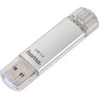 Hama C-Laeta, 128 GB, USB Type-A / USB Type-C, 3.2 Gen 1 (3.1 Gen 1), 70 MB/s, Med lokk, Sølv