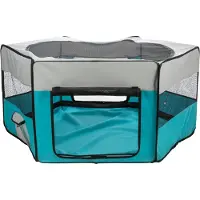 Trixie Udendørs løbegård, aftag. bund, ø150x65cm, turquoise/lysegrå