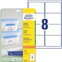 Avery Etiketter 99,1 x 67,7 mm, A4, hvite - dypfryste etiketter for merking av frossenmat - (25 ark x 8 stk.)