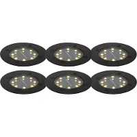 QAZQA Sett med 6 bakkespotter sorte inkl. LED IP65 solcelle - Terry