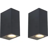 QAZQA Sett med 2 moderne vegglamper sort 2-lys IP44 - Baleno