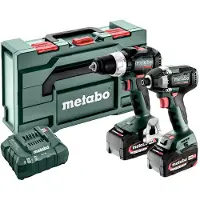 Metabo Verktøypakke Combo Set 2.8.4 18V BS 18 LT BL + SSD 18 LT 200 BL med batterier og lader i metaBOX 145 L