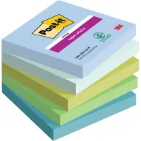 Post-It 654-5SS-OAS, firkant, Blå, Grønn, Papir, 76 mm, 76 mm, 90 ark