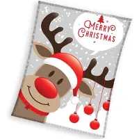 MCU Jule Merry Christmas Coral Fleece tæppe - 150 x 200 cm