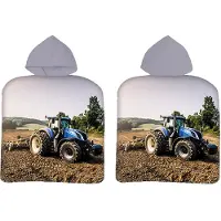 Licens Badeponcho - håndklær til barn - Blå traktor - 50x100 cm - 100% bomull
