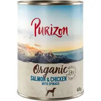 Purizon Organic 6 x 400 g - Laks og kylling med spinat