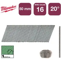 Milwaukee galvaniserte spiker 16G/50 mm /20° /2000 stk. - M18 CN16GA