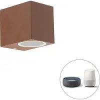 QAZQA Smart vegglampe rustbrun IP44 inkl. Wifi GU10 - Baleno