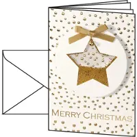 Sigel DS 059, Standard gratulasjonskort, Julaften, Gull, Hvit, 220 g/m², A5, 10 stykker