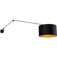 QAZQA Vegglampe sort med sort fløyelshette 35 cm justerbar - Blitz