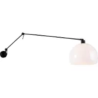 QAZQA Vegglampe svart med skjerm hvit 30 cm justerbar - Blitz
