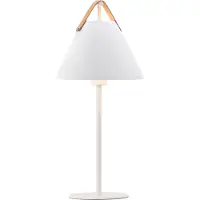 Nordlux Bordlampe Strap i metall med lærrem, hvit