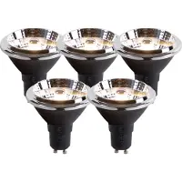 LUEDD Sett med 5 GU10 dim-to-warm LED-pærer AR70 6W 2000K-3000K