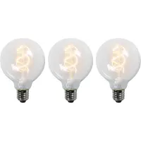 LUEDD Sett med 3 E27 LED-pærer med vridd glødetråd G95 klar 5W 400lm 2200K