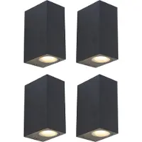QAZQA Sett med 4 moderne vegglamper sort 2-lys IP44 - Baleno