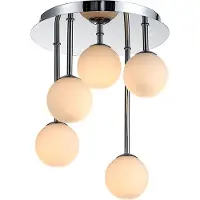 LINDBY taklampe Chrissy, Ø 27 cm, krom, 5 lyskilder, glass