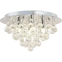 LINDBY taklampe Antonino, 4 lyskilder, krom, krystall, 35 cm
