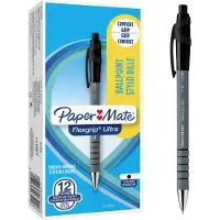 Papermate Flexgrip Ultra Black Retractable Push Button Medium Tip Penn 12 Enheter
