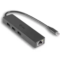 ITEC USB C Slim 3-port HUB with Gigabit Ethernet adapter - Hub - 3 x SuperSpeed USB 3.0 + 1 x 10/100/1000 - stasjonær