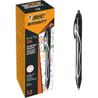 BIC Gel-ocity QuickDry - Rulleballpenn - svart - gelblekk - 0.7 mm - medium - retraktil (en pakke 12)
