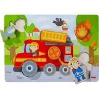 Haba Puslespill - 6 Brikker - Ved - Brannbil - - OneSize - Puslespill