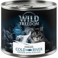 Wild Freedom Adult Sterilised 6 x 200 g – kornfri oppskrift - Cold River - Sei & Kylling
