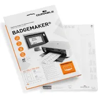 Durable for table place name holder Badge Inserts 52/104 x 100 mm, Hvit, Rektangel, Papir, 10,4 cm, 10 cm, 40 stykker